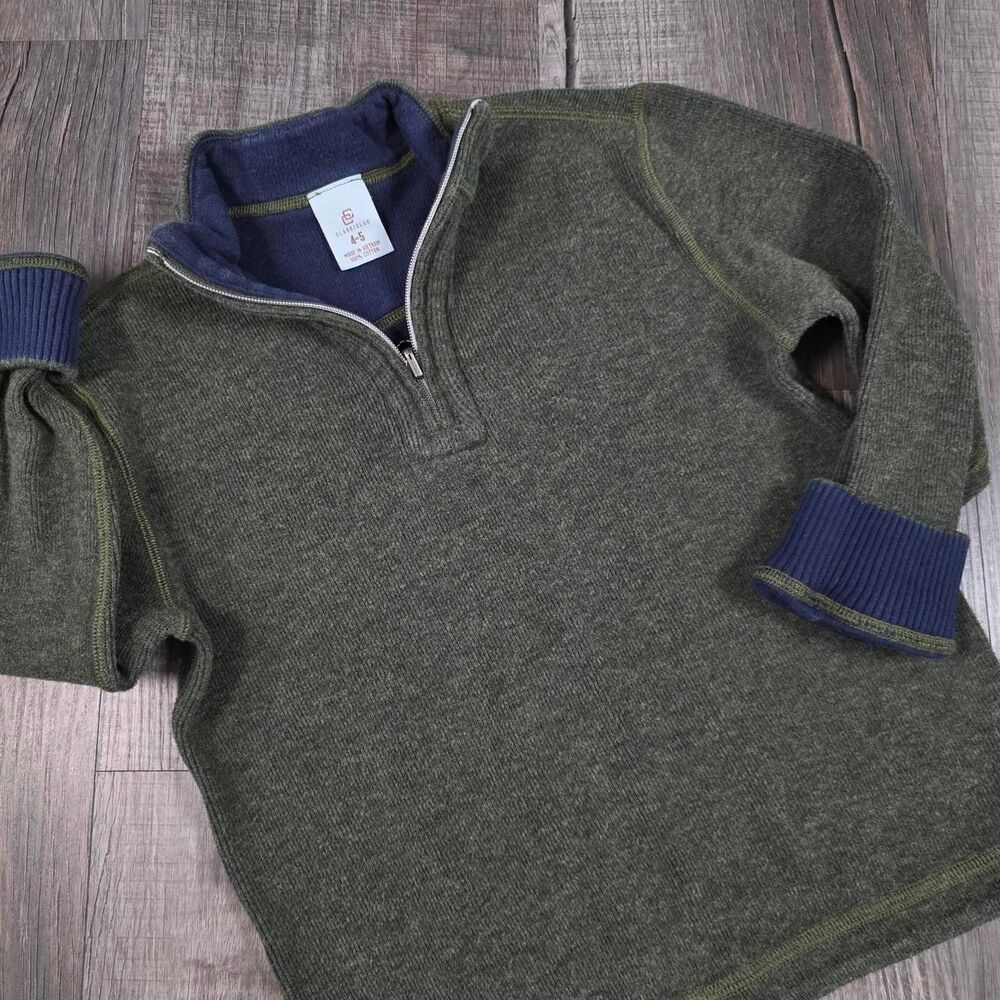 Child's Class-club Green Quarter Zip Sweatshirt Size 4-5 100% Cotton